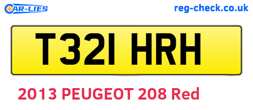 T321HRH are the vehicle registration plates.