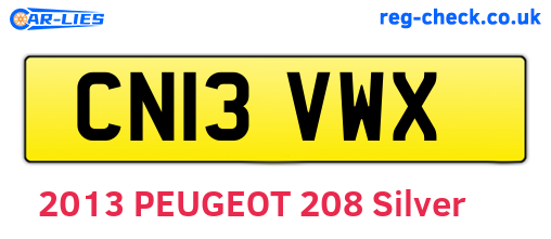 CN13VWX are the vehicle registration plates.