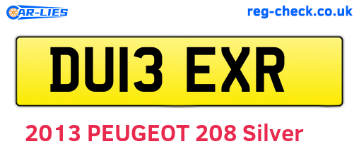 DU13EXR are the vehicle registration plates.