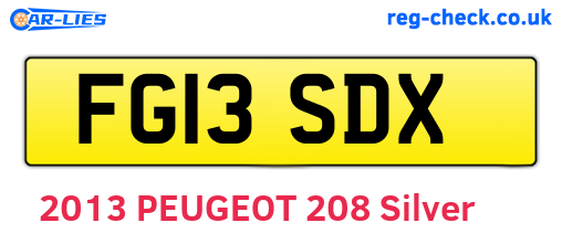 FG13SDX are the vehicle registration plates.