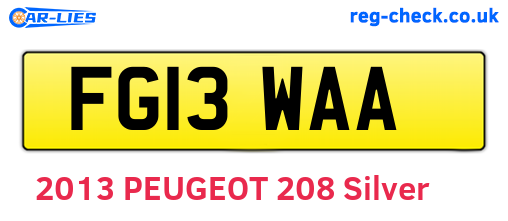 FG13WAA are the vehicle registration plates.