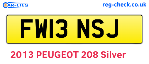 FW13NSJ are the vehicle registration plates.