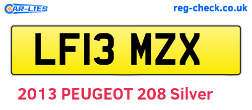 LF13MZX are the vehicle registration plates.