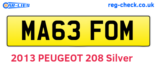 MA63FOM are the vehicle registration plates.