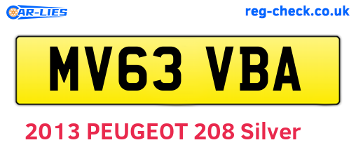 MV63VBA are the vehicle registration plates.