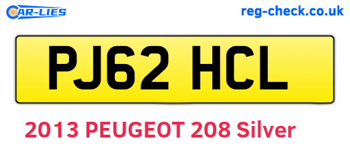 PJ62HCL are the vehicle registration plates.