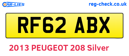 RF62ABX are the vehicle registration plates.