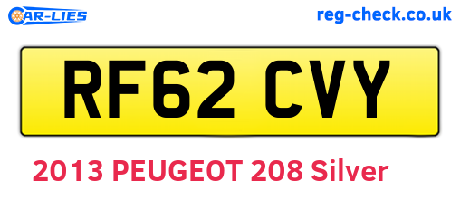 RF62CVY are the vehicle registration plates.