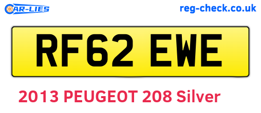 RF62EWE are the vehicle registration plates.