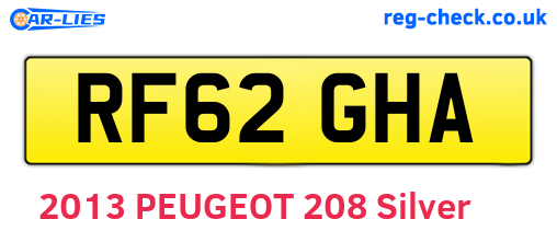 RF62GHA are the vehicle registration plates.
