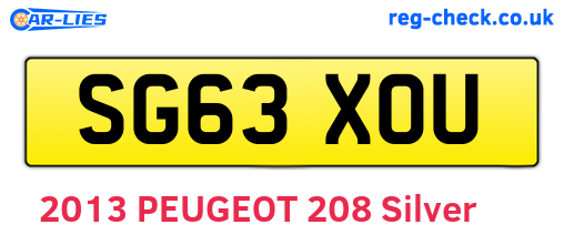 SG63XOU are the vehicle registration plates.