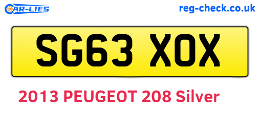 SG63XOX are the vehicle registration plates.