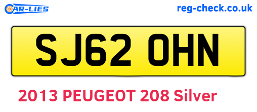 SJ62OHN are the vehicle registration plates.