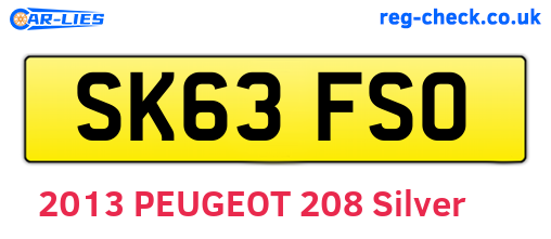 SK63FSO are the vehicle registration plates.
