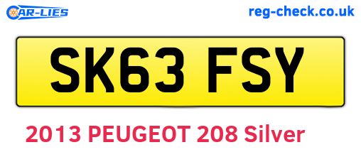 SK63FSY are the vehicle registration plates.
