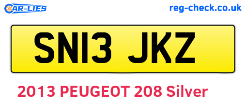 SN13JKZ are the vehicle registration plates.