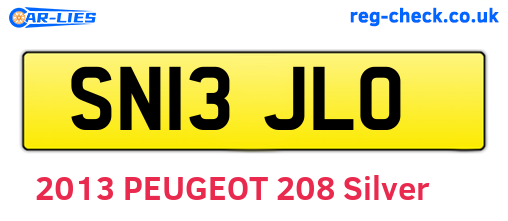 SN13JLO are the vehicle registration plates.