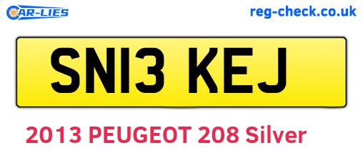 SN13KEJ are the vehicle registration plates.