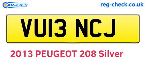 VU13NCJ are the vehicle registration plates.