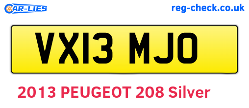 VX13MJO are the vehicle registration plates.