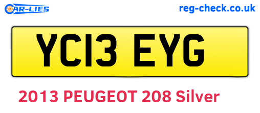 YC13EYG are the vehicle registration plates.