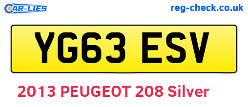 YG63ESV are the vehicle registration plates.