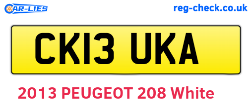 CK13UKA are the vehicle registration plates.