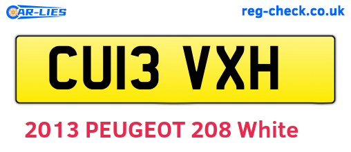 CU13VXH are the vehicle registration plates.