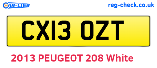 CX13OZT are the vehicle registration plates.