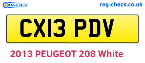 CX13PDV are the vehicle registration plates.