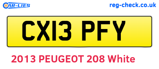 CX13PFY are the vehicle registration plates.