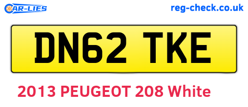 DN62TKE are the vehicle registration plates.