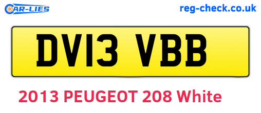 DV13VBB are the vehicle registration plates.