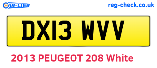 DX13WVV are the vehicle registration plates.