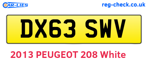 DX63SWV are the vehicle registration plates.