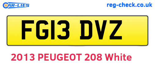 FG13DVZ are the vehicle registration plates.