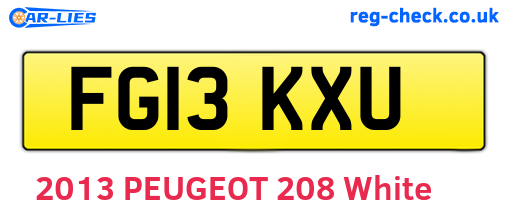 FG13KXU are the vehicle registration plates.
