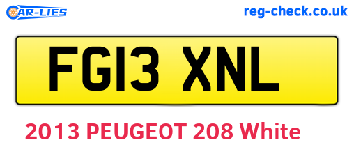 FG13XNL are the vehicle registration plates.