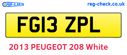 FG13ZPL are the vehicle registration plates.