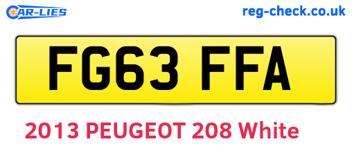 FG63FFA are the vehicle registration plates.