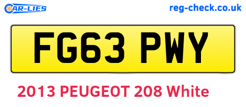 FG63PWY are the vehicle registration plates.