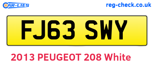 FJ63SWY are the vehicle registration plates.