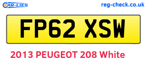 FP62XSW are the vehicle registration plates.