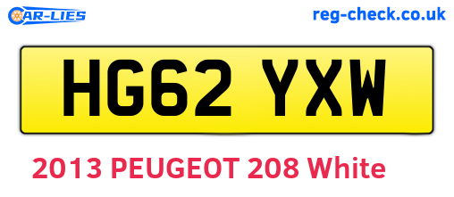 HG62YXW are the vehicle registration plates.