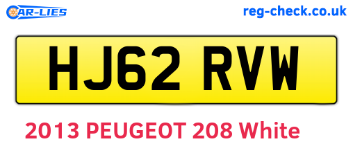 HJ62RVW are the vehicle registration plates.