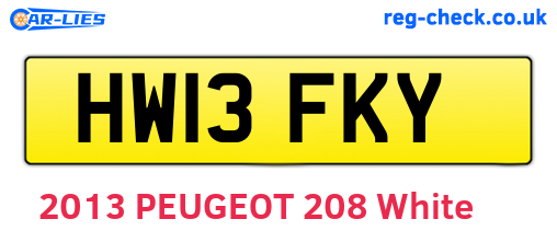 HW13FKY are the vehicle registration plates.