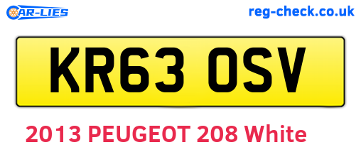 KR63OSV are the vehicle registration plates.