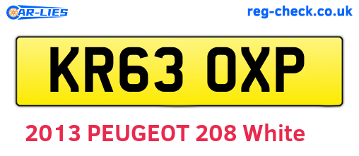 KR63OXP are the vehicle registration plates.