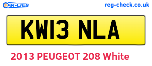 KW13NLA are the vehicle registration plates.