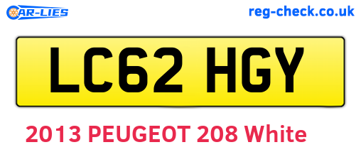 LC62HGY are the vehicle registration plates.